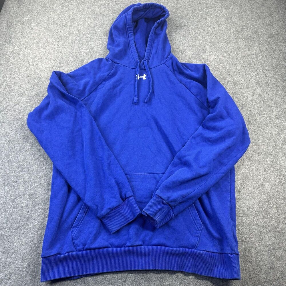 Under Armour Hoodie Mens Large Blue Fleece Kangaroo Pocket Pullover Sweatshirt